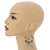Light Blue Ceramic/ Natural Wood Bead Hoop Earrings In Silver Tone - 70mm Long - view 2