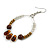 Brown/ Bronze/ Transparent Ceramic/ Glass Bead Hoop Earrings In Silver Tone - 70mm Long - view 4