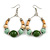 Mint/ Green Ceramic/ Natural Wood Bead Hoop Earrings In Silver Tone - 70mm Long - view 6