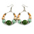 Mint/ Green Ceramic/ Natural Wood Bead Hoop Earrings In Silver Tone - 70mm Long - view 3