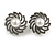 Vintage Inspired Faux Pearl Flower Clip On Earrings In Antique Silver Tone - 23mm D - view 6