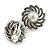Vintage Inspired Faux Pearl Flower Clip On Earrings In Antique Silver Tone - 23mm D - view 5