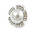Faux Pearl Clear Crystals Flower Clip On Earrings In Silver Tone - 17mm Diameter - view 3