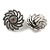 Vintage Inspired Cat Eye Stone Flower Clip On Earrings In Antique Silver Tone - 23mm D D - view 5