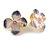 23mm Gold Tone Enamel Flower Clip On Earrings in Purple/ Pink/ White - view 2