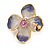 23mm Gold Tone Enamel Flower Clip On Earrings in Purple/ Pink/ White - view 5