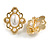 Victorian Style Faux Pearl Clip On Earrings In Gold Tone - 27mm Tall - view 4