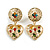 Statement Gold Tone Hammered Multicoloured Crystal Heart Clip On Earrings - 50mm L
