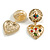 Statement Gold Tone Hammered Multicoloured Crystal Heart Clip On Earrings - 50mm L - view 2