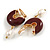 30mm Drop Maroon Enamel Half Hoop with Freshwater Pearl Clip On Earrings In Gold Tone - view 6