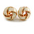 Milky White Enamel Knot Clip On Earrings In Gold Tone - 15mm - view 2
