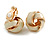 Milky White Enamel Knot Clip On Earrings In Gold Tone - 15mm - view 6