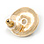 18mm Black Enamel Faux Pearl Button Stud Earrings In Gold Tone - view 5