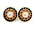 18mm Black/ Red Enamel Faux Pearl Button Stud Earrings In Gold Tone - view 2
