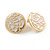20mm Gold Tone Round with White Enamel Rose Motif Stud Earrings - view 2