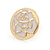 20mm Gold Tone Round with White Enamel Rose Motif Stud Earrings - view 4