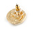 17mm Gold Tone Black Enamel, White Faux Pearl Floral Motif Stud Earrings - view 5