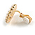 17mm Gold Tone Black Enamel White Faux Pearl Flower Clip On Earrings - view 5