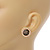 17mm Gold Tone Black Enamel White Faux Pearl Flower Clip On Earrings - view 8