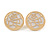 20mm Gold Tone Round with White Enamel Rose Motif Clip On Earrings