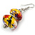White/Red/ Black/ Yelllow/ Purple Colour Fusion Wooden Double Bead Drop Earrings - 55mm L - view 5
