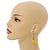 Yellow Painted Wood and Silver Acrylic Bead Drop Earrings - 55mm L - view 5
