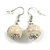 15mm Antique White Round Ceramic Drop Earrings - 35mm Long - view 5