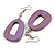 Antique Lilac Purple Painted Wood O-Shape Drop Earrings - 55mm L - view 5