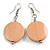 Pink Washed Wood Coin Drop Earrings - 55mm L - view 3