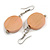 Pink Washed Wood Coin Drop Earrings - 55mm L - view 5