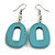 Turquoise Washed Wood O-Shape Drop Earrings - 55mm L - view 2