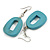Turquoise Washed Wood O-Shape Drop Earrings - 55mm L - view 5