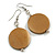 Gold Bronze Wood Coin Drop Earrings - 55mm L - view 2