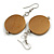 Gold Bronze Wood Coin Drop Earrings - 55mm L - view 5