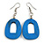 Blue Painted Wood O-Shape Drop Earrings - 55mm L - view 4