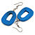 Blue Painted Wood O-Shape Drop Earrings - 55mm L - view 2