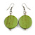 Lime Green Painted Wood Coin Drop Earrings - 55mm L