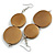 Long Gold Bronze Painted Double Round Wood Bead Drop Earrings - 8cm L - view 5