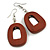 Brown Painted Wood O-Shape Drop Earrings - 55mm L
