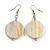 White Washed Wood Coin Drop Earrings - 55mm L