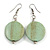 Antique Mint Washed Wood Coin Drop Earrings - 55mm L