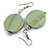 Antique Mint Washed Wood Coin Drop Earrings - 55mm L - view 2