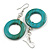 Donut Shape Turquoise Washed Wood Drop Earrings - 55mm Long - view 5