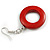 Donut Shape Red Painted Wood Drop Earrings - 55mm Long - view 4