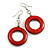 Donut Shape Red Painted Wood Drop Earrings - 55mm Long - view 2