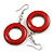 Donut Shape Red Painted Wood Drop Earrings - 55mm Long - view 5