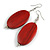 Maroon Red Painted Wood Oval Drop Earrings - 70mm L