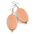 Pink Washed Painted Wood Oval Drop Earrings - 70mm L - view 4