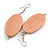 Pink Washed Painted Wood Oval Drop Earrings - 70mm L - view 6