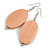 Pink Washed Painted Wood Oval Drop Earrings - 70mm L